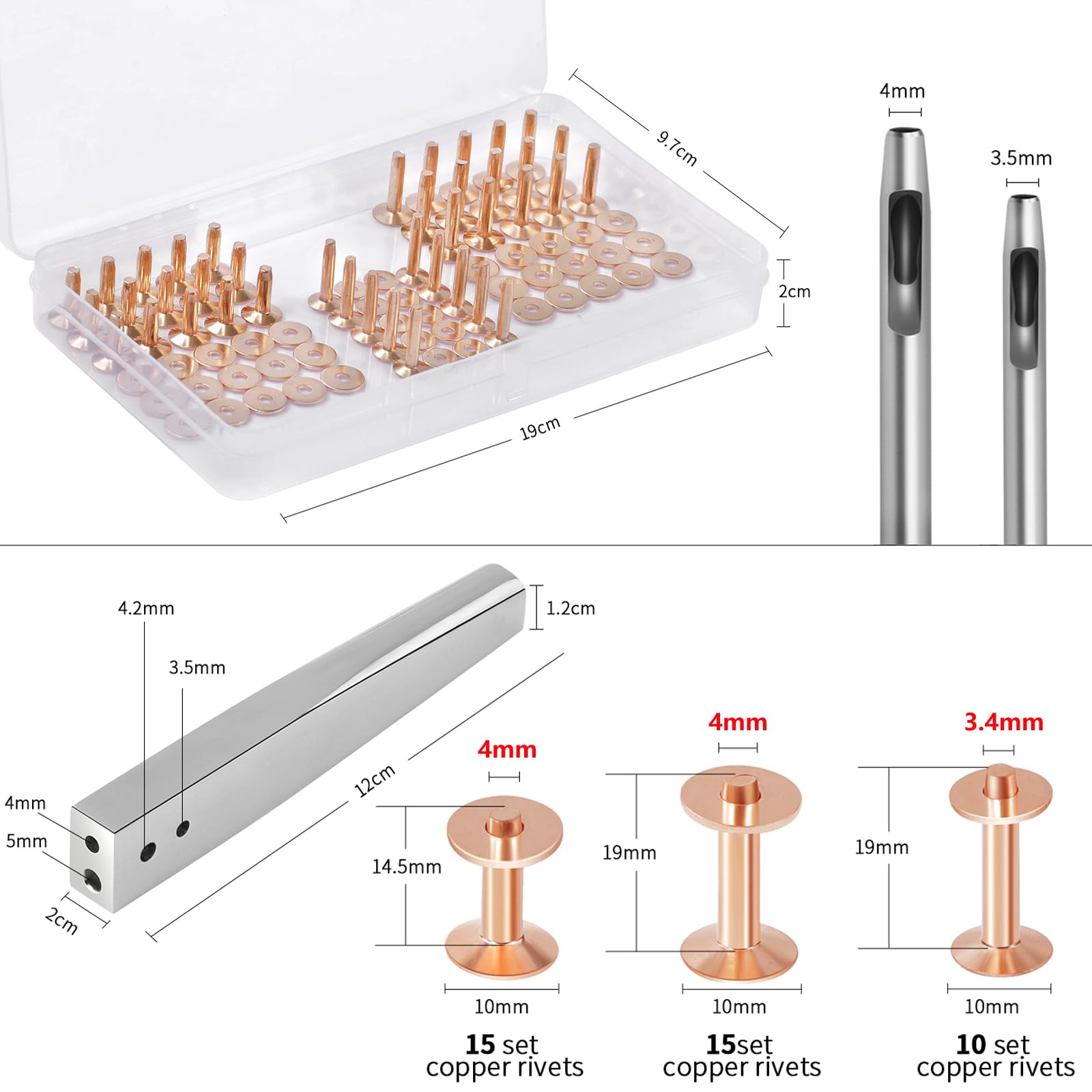 Tucker Tool社製　　バンプアウト　リボウズ　セット
彫金用工具です！ Amazon.com: SelfTek 20Pack Copper Rivets and Burrs (14mm and
